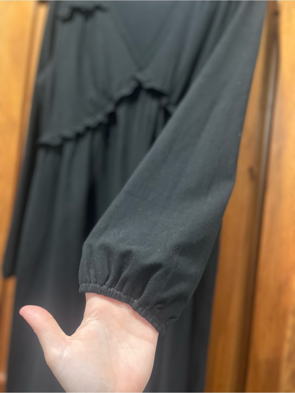 Black Ruffle-Trim V-Neck Dress - Picture 2 of 4